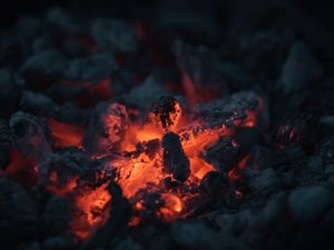 Preview wallpaper coals, fire, bonfire, dark
