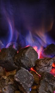 Preview wallpaper coals, fire, flame, dark