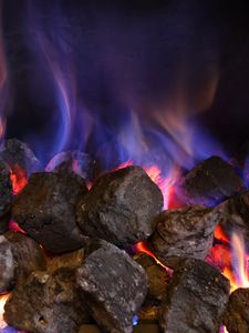 Preview wallpaper coals, fire, flame, dark