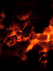 Preview wallpaper coals, red-hot, glow, dark