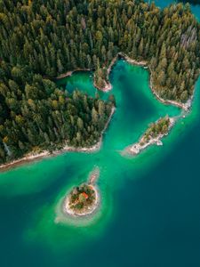 Preview wallpaper coast, aerial view, island, sea