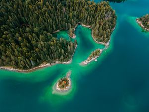 Preview wallpaper coast, aerial view, island, sea