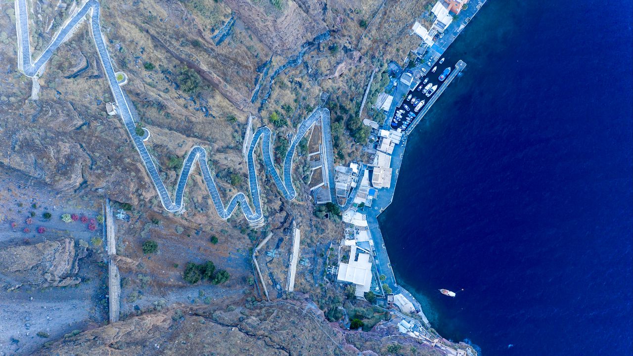 Wallpaper coast, aerial view, pier, sea