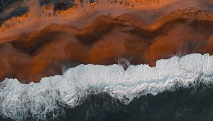 Preview wallpaper coast, aerial view, sea, beach, wave, surf