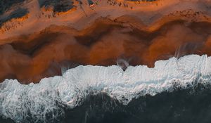 Preview wallpaper coast, aerial view, sea, beach, wave, surf