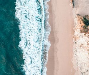 Preview wallpaper coast, aerial view, sea, sand