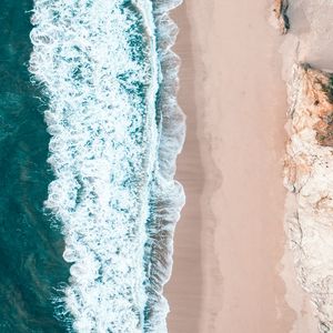 Preview wallpaper coast, aerial view, sea, sand