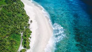 Preview wallpaper coast, aerial view, sea, sand, beach