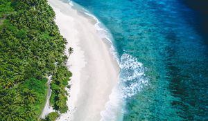 Preview wallpaper coast, aerial view, sea, sand, beach