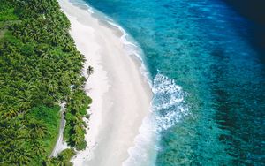 Preview wallpaper coast, aerial view, sea, sand, beach