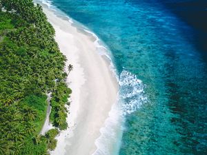 Preview wallpaper coast, aerial view, sea, sand, beach