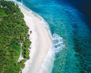 Preview wallpaper coast, aerial view, sea, sand, beach