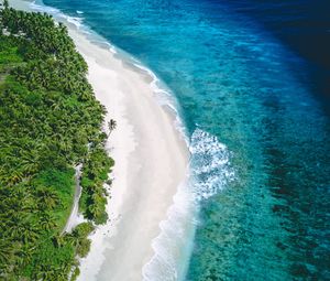 Preview wallpaper coast, aerial view, sea, sand, beach