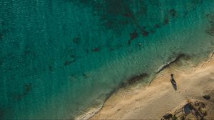 Preview wallpaper coast, aerial view, sea, ship