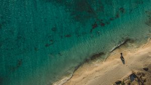 Preview wallpaper coast, aerial view, sea, ship