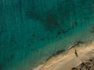 Preview wallpaper coast, aerial view, sea, ship