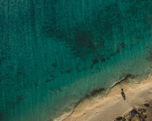 Preview wallpaper coast, aerial view, sea, ship