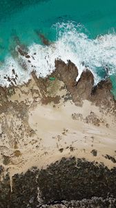 Preview wallpaper coast, aerial view, sea, surf, sand