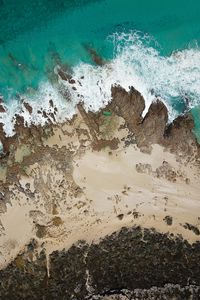 Preview wallpaper coast, aerial view, sea, surf, sand