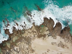 Preview wallpaper coast, aerial view, sea, surf, sand