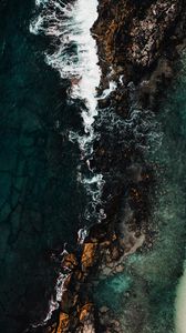 Preview wallpaper coast, aerial view, sea, rocks, surf