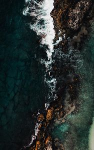 Preview wallpaper coast, aerial view, sea, rocks, surf