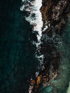 Preview wallpaper coast, aerial view, sea, rocks, surf