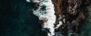 Preview wallpaper coast, aerial view, sea, rocks, surf