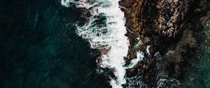 Preview wallpaper coast, aerial view, sea, rocks, surf