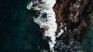 Preview wallpaper coast, aerial view, sea, rocks, surf