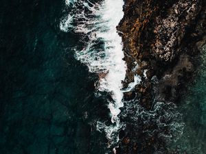 Preview wallpaper coast, aerial view, sea, rocks, surf