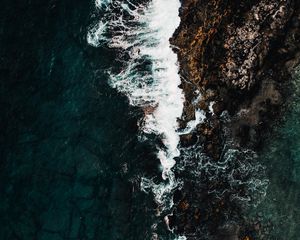 Preview wallpaper coast, aerial view, sea, rocks, surf