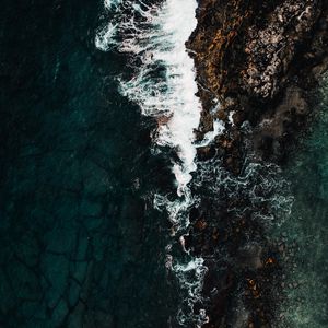 Preview wallpaper coast, aerial view, sea, rocks, surf