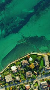 Preview wallpaper coast, aerial view, sea, buildings