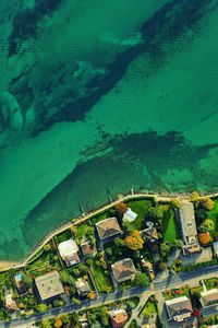 Preview wallpaper coast, aerial view, sea, buildings