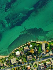 Preview wallpaper coast, aerial view, sea, buildings