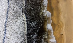 Preview wallpaper coast, aerial view, waves, sea, sand