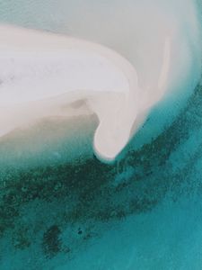 Preview wallpaper coast, beach, sand, aerial view, island, water