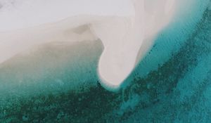 Preview wallpaper coast, beach, sand, aerial view, island, water