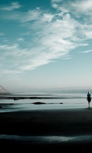 Preview wallpaper coast, beach, sand, loneliness, gloomy, silhouette