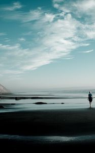 Preview wallpaper coast, beach, sand, loneliness, gloomy, silhouette