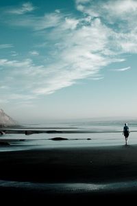 Preview wallpaper coast, beach, sand, loneliness, gloomy, silhouette