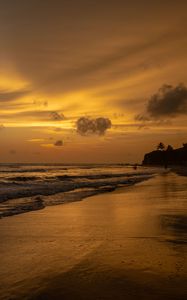 Preview wallpaper coast, beach, sea, clouds, evening
