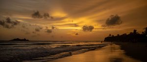 Preview wallpaper coast, beach, sea, clouds, evening