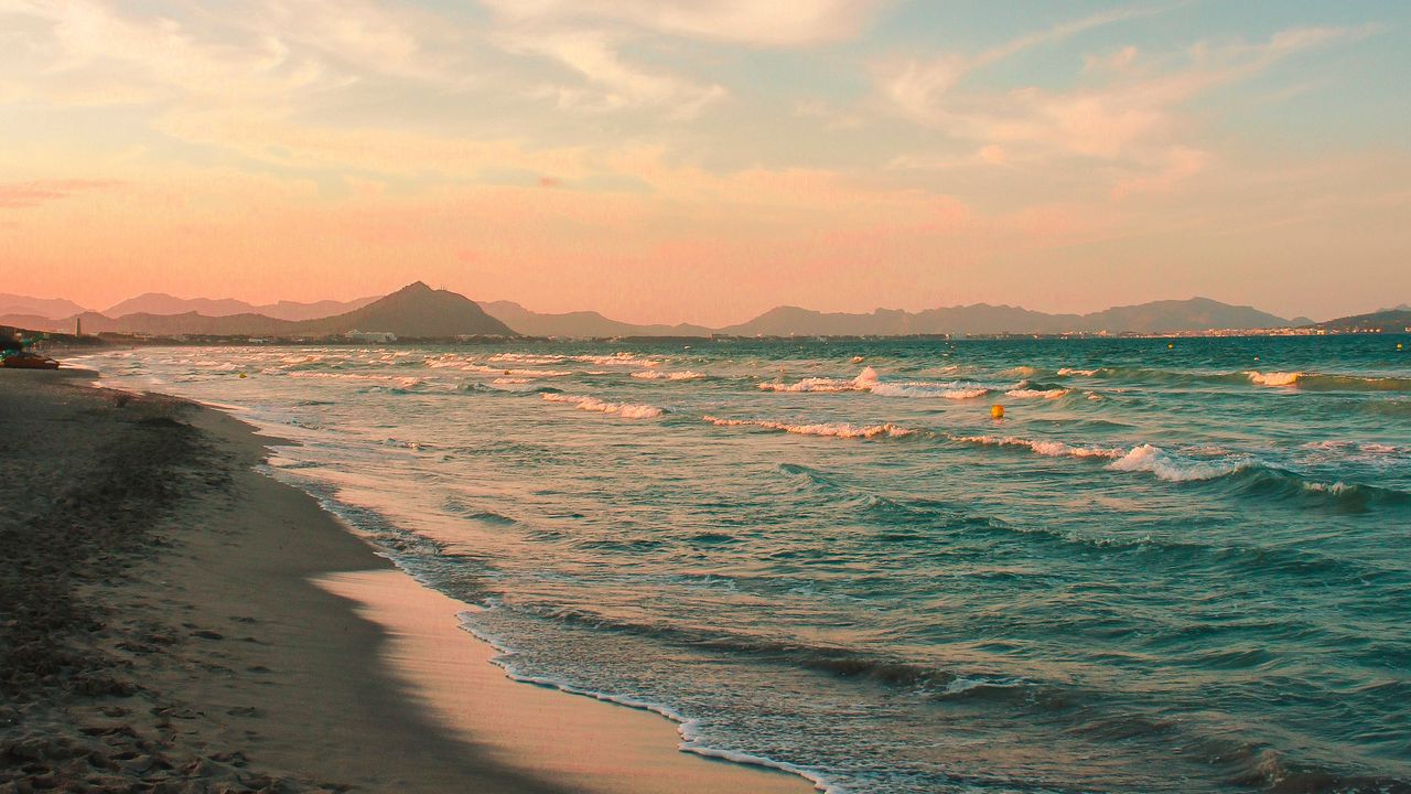 Wallpaper coast, beach, sea, waves, horizon