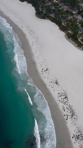 Preview wallpaper coast, beach, sea, aerial view, waves