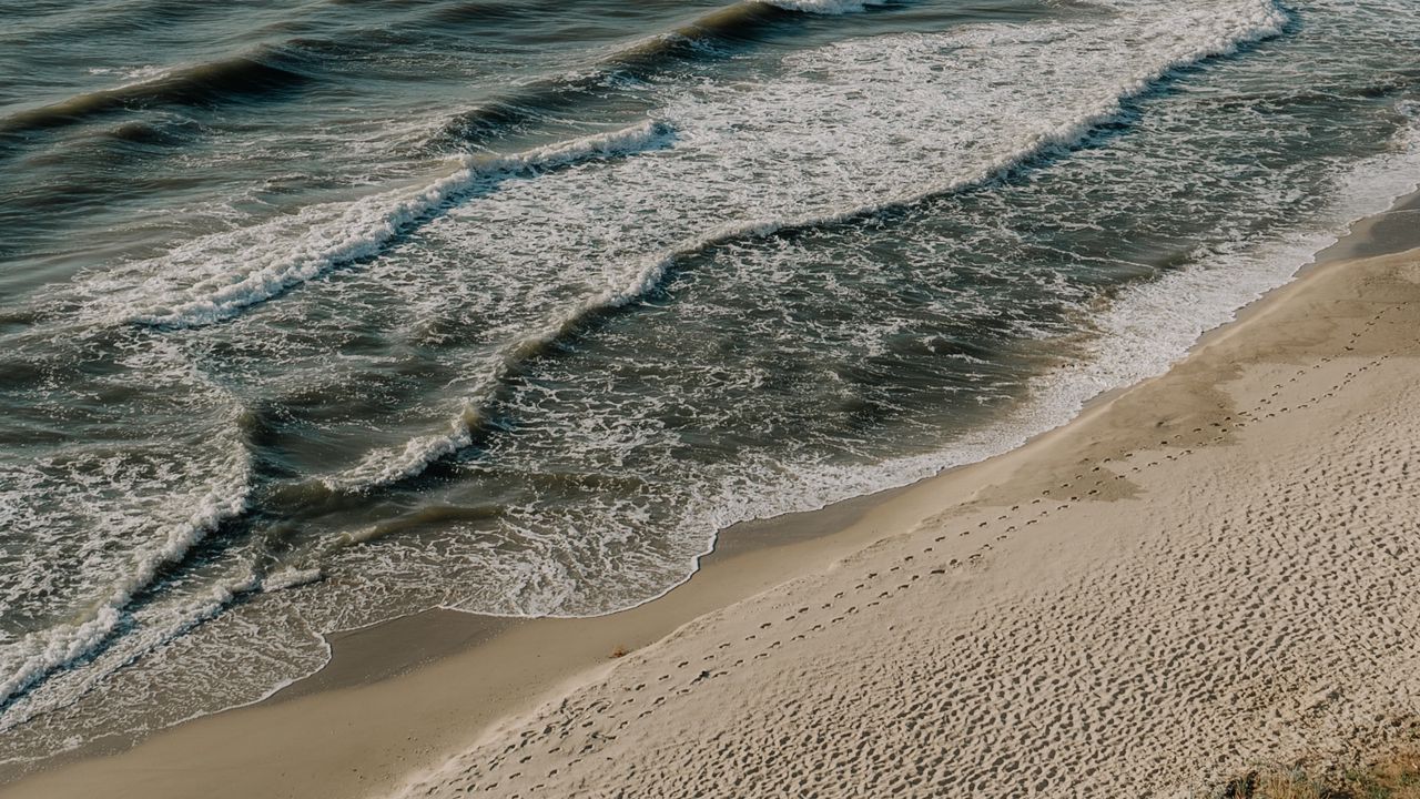 Wallpaper coast, beach, sea, horizon, waves