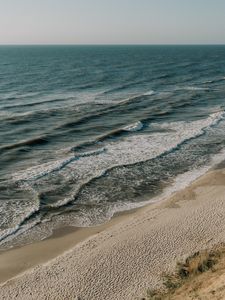 Preview wallpaper coast, beach, sea, horizon, waves