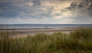 Preview wallpaper coast, beach, sea, boat, landscape