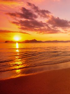 Preview wallpaper coast, beach, sea, sunset, nature